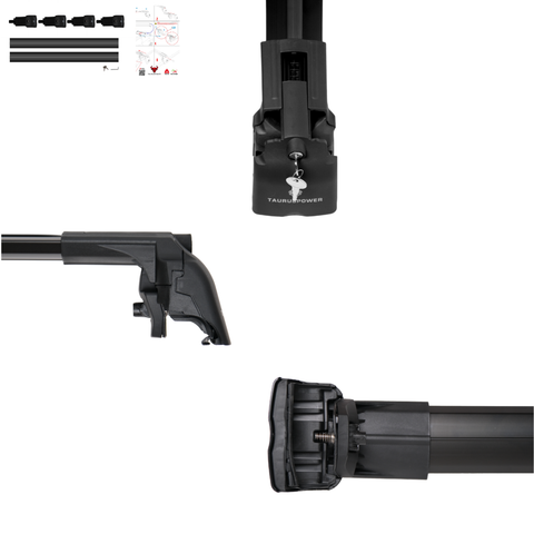 Aluminium Roof Rack Cross Bars compatible with BMW X1 F48 2016-2022 Black - mounting kit and accessories