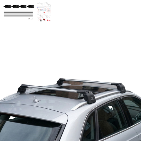 Aluminium Roof Rack Cross Bars compatible with BMW X1 F48 2016-2022 Silver - aluminium cross bars full product view