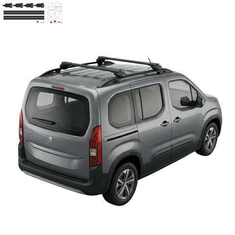Aluminium Roof Rack Cross Bars compatible with Citroen Berlingo 2024-2025 Black - installed roof rack cross bars on vehicle