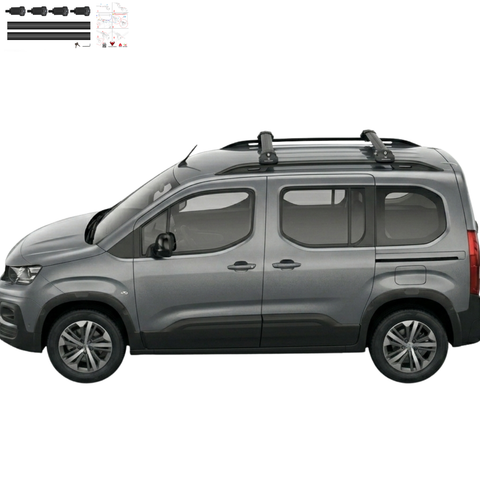 Aluminium Roof Rack Cross Bars compatible with Citroen Berlingo 2024-2025 Black - aluminium cross bars full product view