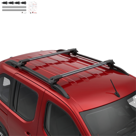 Aluminium Roof Rack Cross Bars compatible with Citroen Berlingo 2024-2025 Silver - installed roof rack cross bars on vehicle