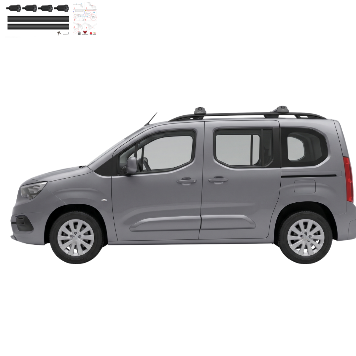 Aluminium Roof Rack Cross Bars compatible with Mercedes M-Class (ML-W166) 2012-2019 Black - aluminium cross bars full product view