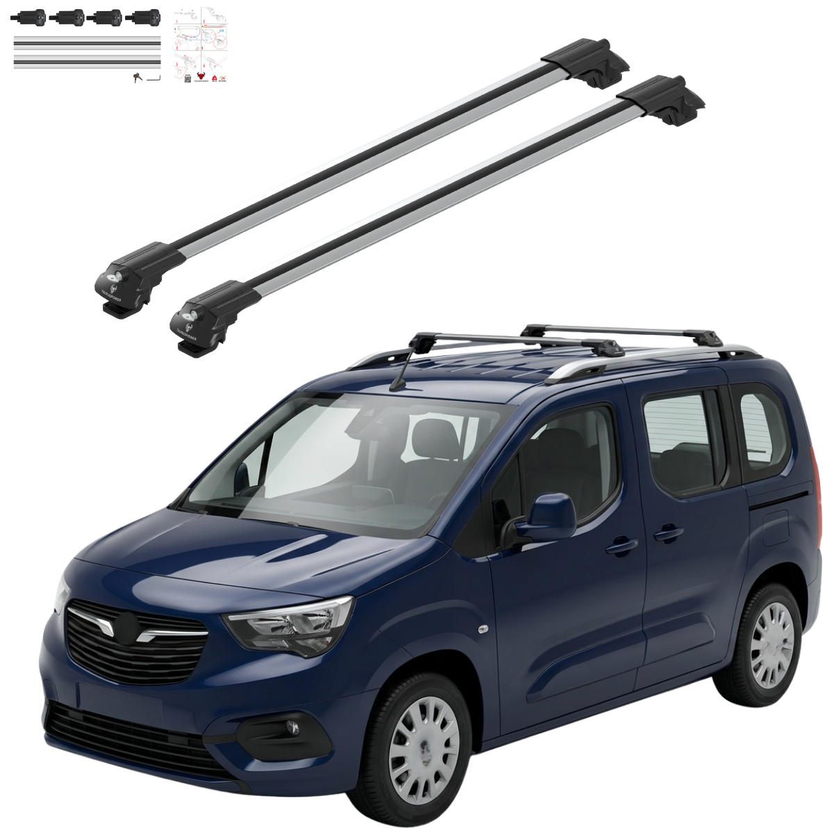 Aluminium Roof Rack Cross Bars compatible with Mercedes M-Class (ML-W166) 2012-2019 Silver - main roof rack cross bars product image