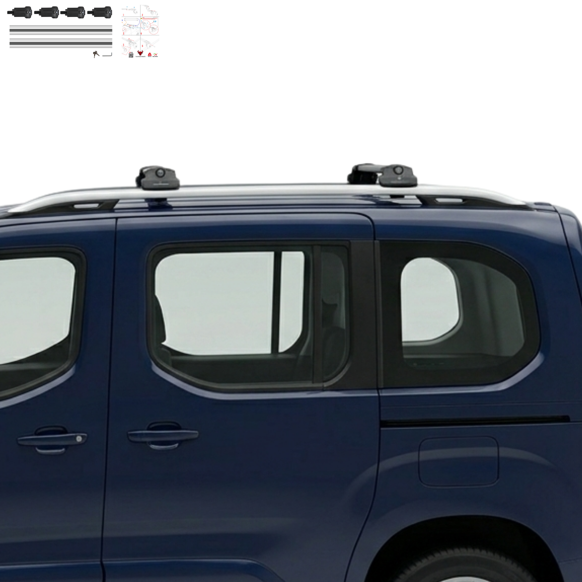 Aluminium Roof Rack Cross Bars compatible with Mercedes M-Class (ML-W166) 2012-2019 Silver - aerodynamic aluminium profile detail