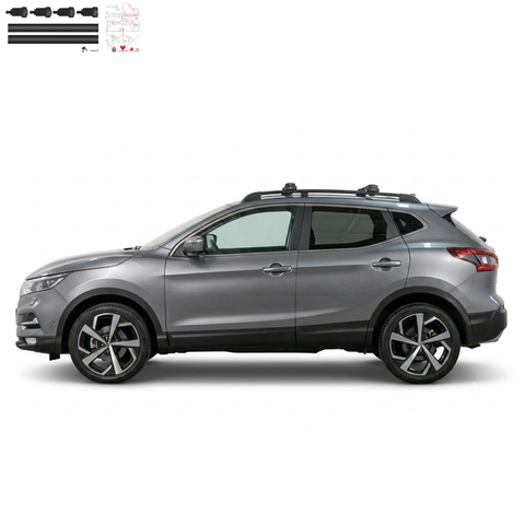 Aluminium Roof Rack Cross Bars compatible with Nissan Qashqai J11 2014-2021 Black - aluminium cross bars full product view