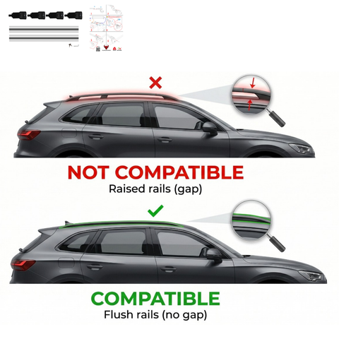 Aluminium Roof Rack Cross Bars compatible with Nissan Qashqai J11 2014-2021 Silver - roof rack cross bars product detail