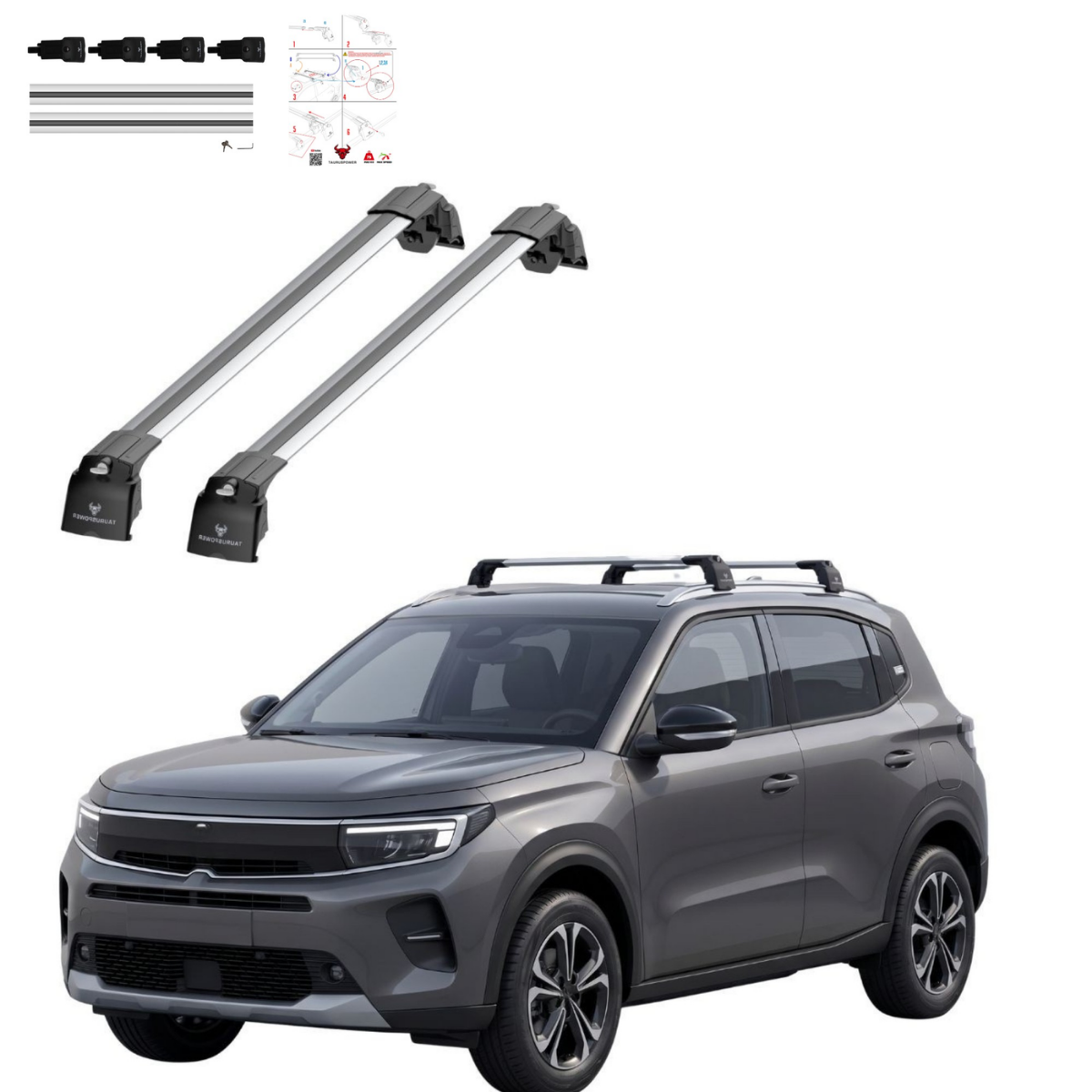 Aluminium Roof Rack Cross Bars compatible with Opel Frontera 2025+ Silver - main roof rack cross bars product image