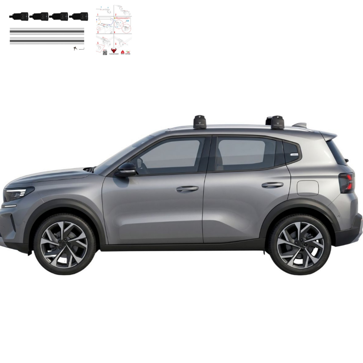 Aluminium Roof Rack Cross Bars compatible with Opel Frontera 2025+ Silver - aluminium cross bars full product view