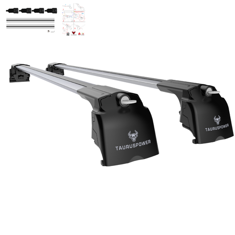 Aluminium Roof Rack Cross Bars compatible with Opel Frontera 2025+ Silver - mounting kit and accessories