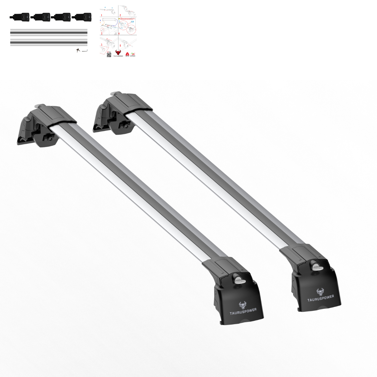 Aluminium Roof Rack Cross Bars compatible with Opel Frontera 2025+ Silver - roof rack cross bars product detail