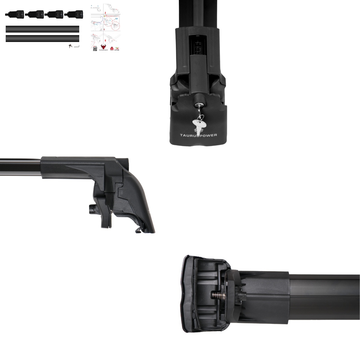 Aluminium Roof Rack Cross Bars compatible with Opel Zafira B MPV 2005-2011 Black - roof rack cross bars extra product image