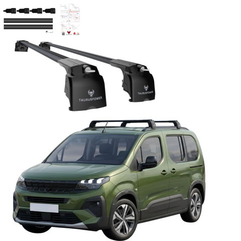 Aluminium Roof Rack Cross Bars compatible with Peugeot Rifter 2025+ Black - main roof rack cross bars product image