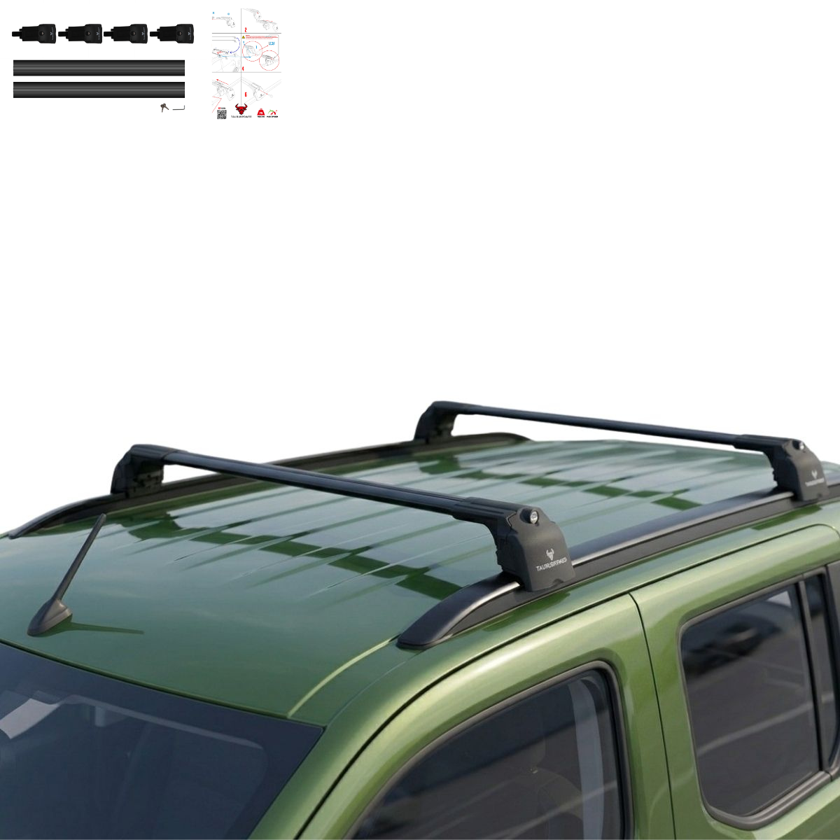 Aluminium Roof Rack Cross Bars compatible with Peugeot Rifter 2025+ Black - installed roof rack cross bars on vehicle