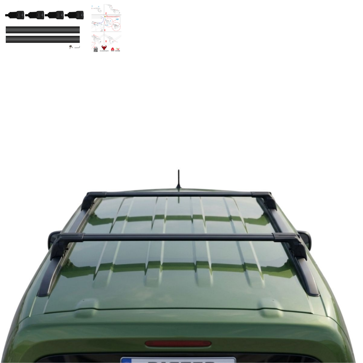 Aluminium Roof Rack Cross Bars compatible with Peugeot Rifter 2025+ Black - aluminium cross bars full product view