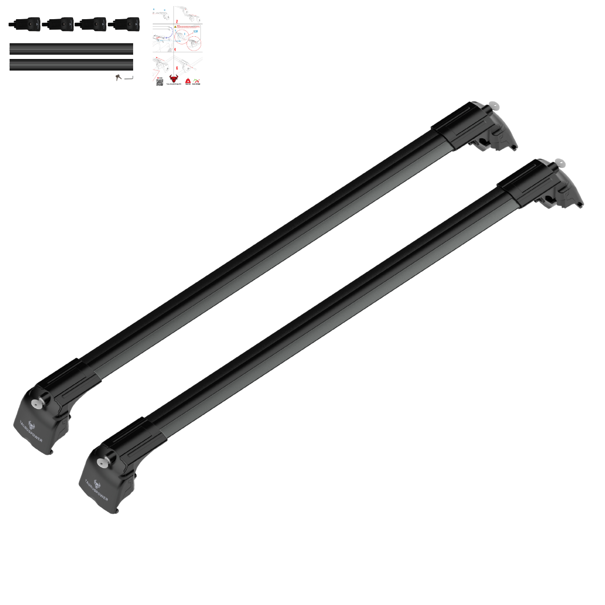 Aluminium Roof Rack Cross Bars compatible with Peugeot Rifter 2025+ Black - aerodynamic aluminium profile detail