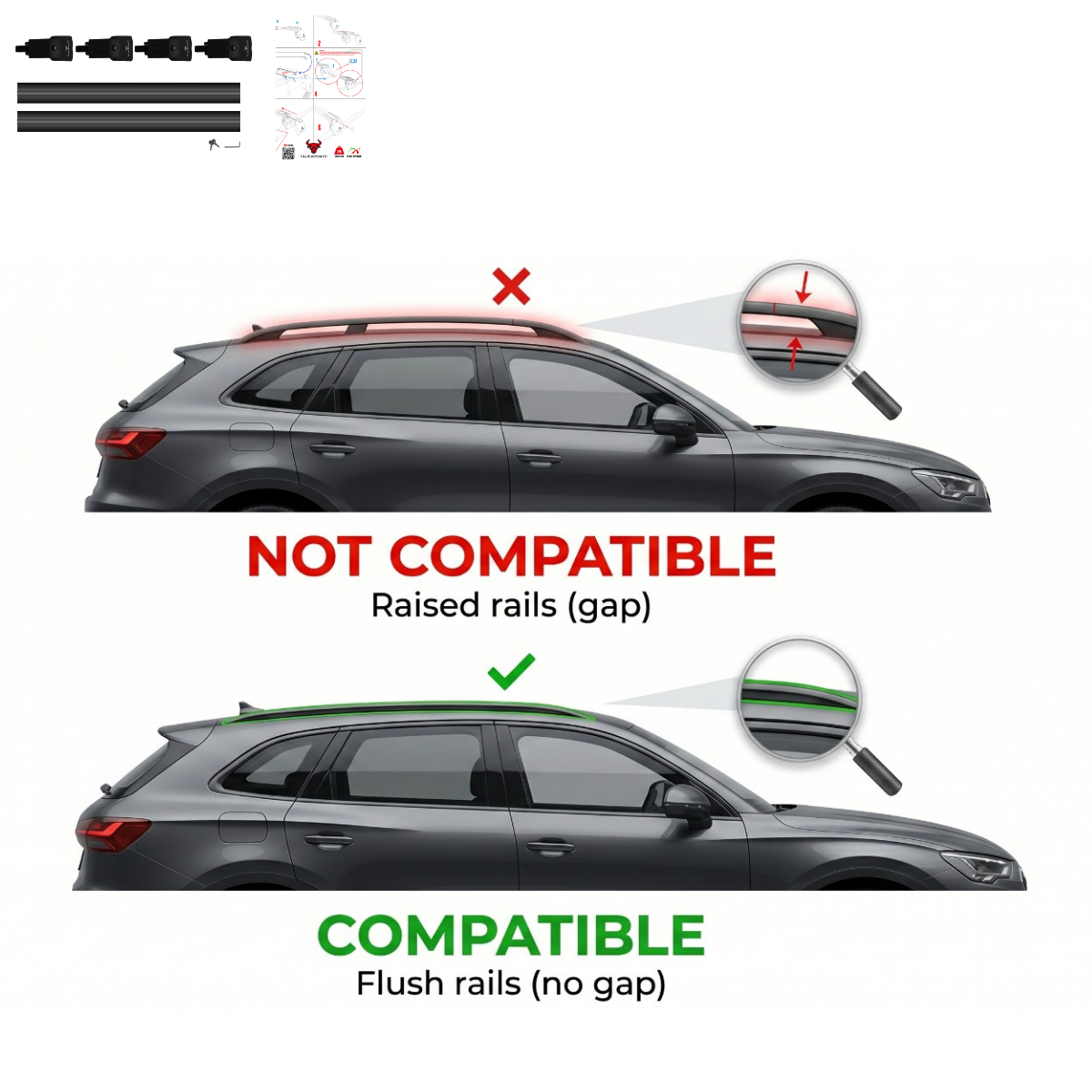 Aluminium Roof Rack Cross Bars compatible with Peugeot Rifter 2025+ Black - GSPR product safety information