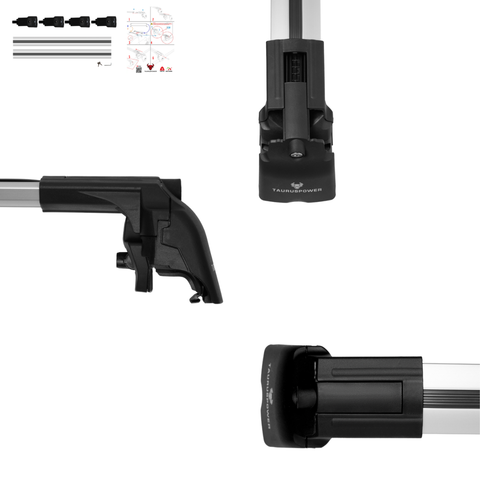 Aluminium Roof Rack Cross Bars compatible with Peugeot Rifter 2025+ Silver - lockable roof rack system detail