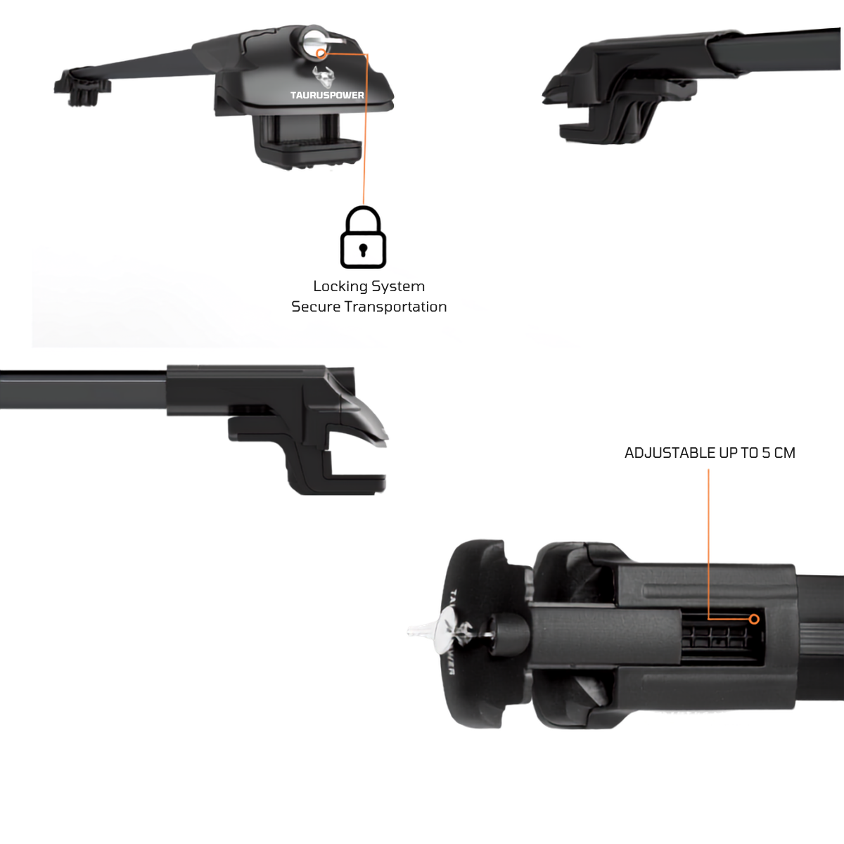 Aluminium Roof Rack Cross Bars compatible with Seat Alhambra MK2 7N 2010-2020 Black - roof rack mounting detail