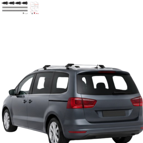Aluminium Roof Rack Cross Bars compatible with Seat Alhambra MK2 7N 2010-2020 Silver - aluminium cross bars full product view