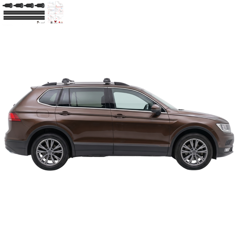 Aluminium Roof Rack Cross Bars compatible with VW Tiguan 5N Allspace 2018-2020 Black - aluminium cross bars full product view