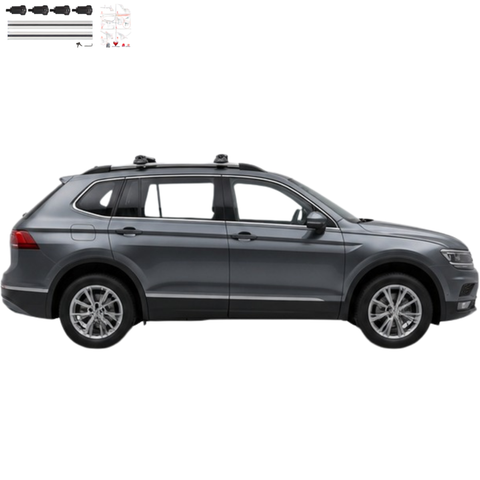 Aluminium Roof Rack Cross Bars compatible with VW Tiguan 5N Allspace 2018-2020 Silver - aluminium cross bars full product view