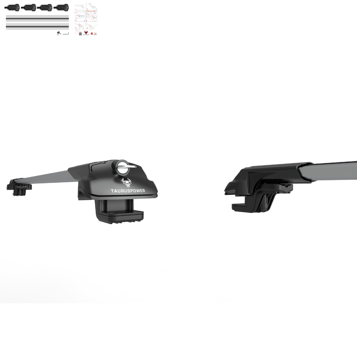 Aluminium Roof Rack Cross Bars compatible with VW Tiguan 5N Allspace 2018-2020 Silver - mounting kit and accessories