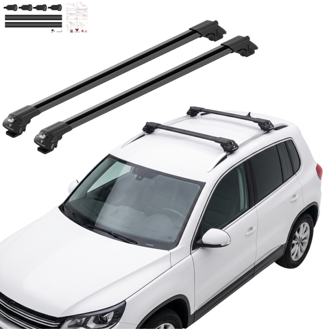 Aluminium Roof Rack Cross Bars compatible with VW Tiguan 5N 2007-2016 Black - main roof rack cross bars product image