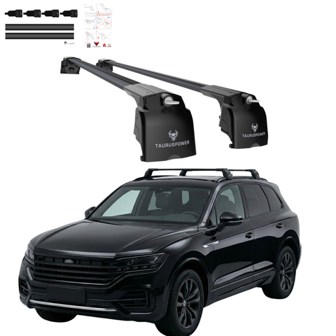 Aluminium Roof Rack Cross Bars compatible with VW Touareg 2019-2023 Black - main roof rack cross bars product image