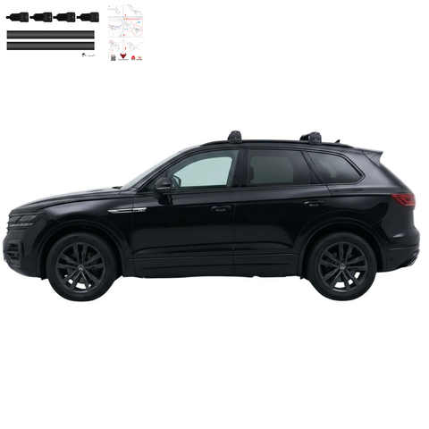 Aluminium Roof Rack Cross Bars compatible with VW Touareg 2019-2023 Black - installed roof rack cross bars on vehicle