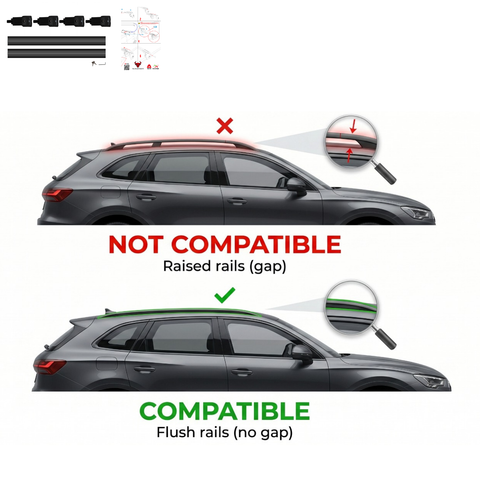 Aluminium Roof Rack Cross Bars compatible with VW Touareg 2019-2023 Black - roof rack cross bars product detail