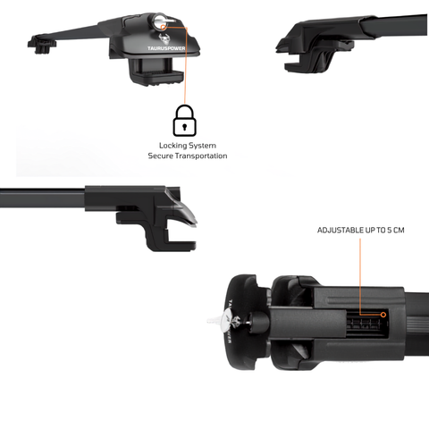 Aluminium Roof Rack Cross Bars compatible with VW Passat Variant B7 2010-2014 Black - roof rack mounting detail