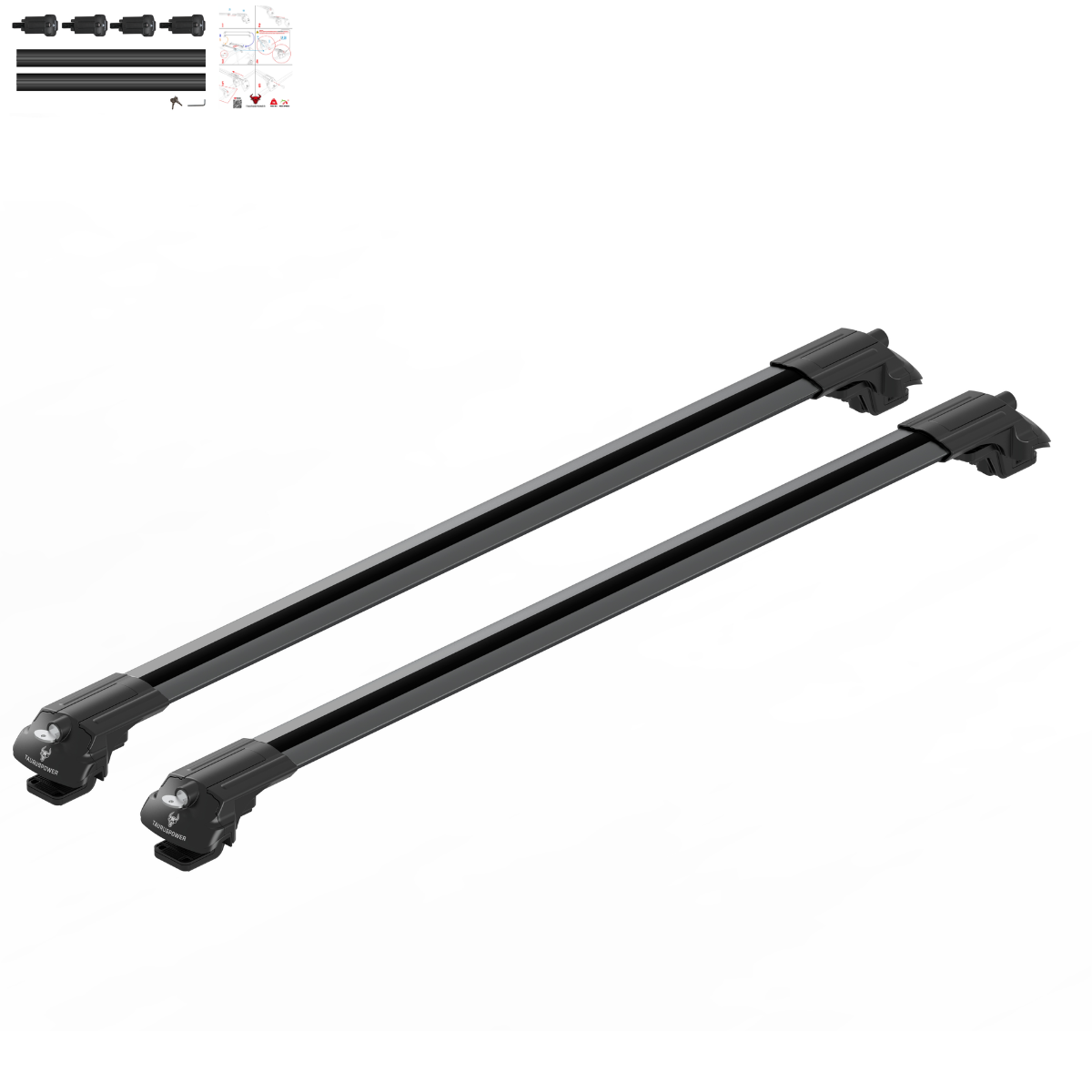 Aluminium Roof Rack Cross Bars compatible with VW Passat Variant B7 2010-2014 Black - lockable roof rack system detail