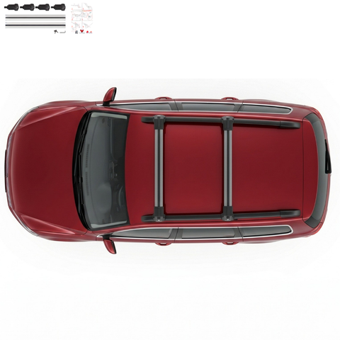 Aluminium Roof Rack Cross Bars compatible with VW Passat Variant B7 2010-2014 Silver - installed roof rack cross bars on vehicle