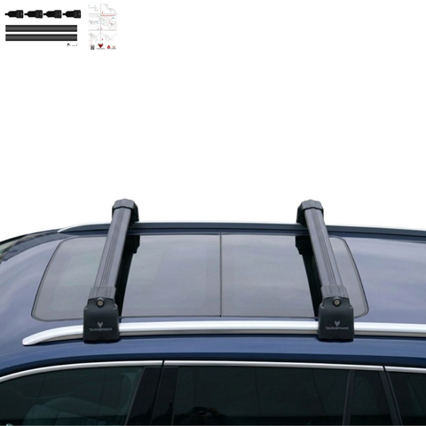 Aluminium Roof Rack Cross Bars compatible with VW Passat Variant B8 2015-2023 Black - installed roof rack cross bars on vehicle