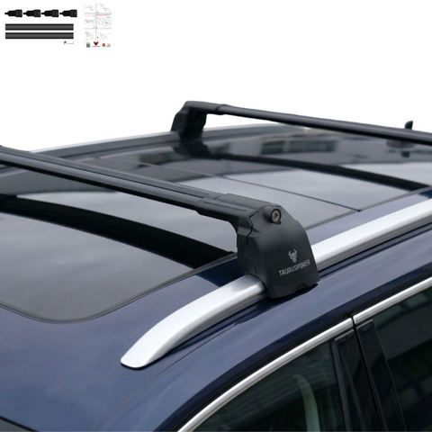 Aluminium Roof Rack Cross Bars compatible with VW Passat Variant B8 2015-2023 Black - aluminium cross bars full product view