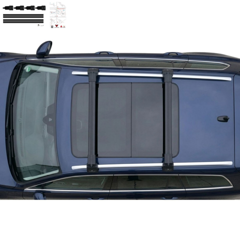 Aluminium Roof Rack Cross Bars compatible with VW Passat Variant B8 2015-2023 Black - roof rack mounting detail
