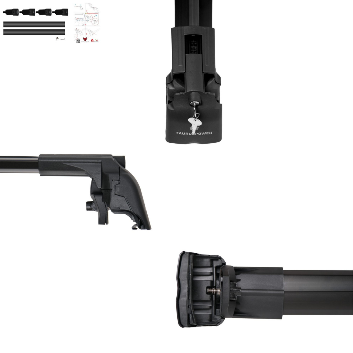 Aluminium Roof Rack Cross Bars compatible with VW Passat Variant B8 2015-2023 Black - lockable roof rack system detail