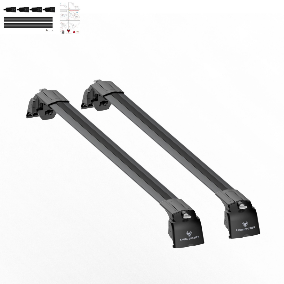 Aluminium Roof Rack Cross Bars compatible with VW Passat Variant B8 2015-2023 Black - mounting kit and accessories