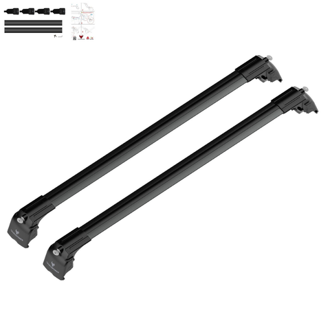Aluminium Roof Rack Cross Bars compatible with VW Passat Variant B8 2015-2023 Black - roof rack cross bars product detail