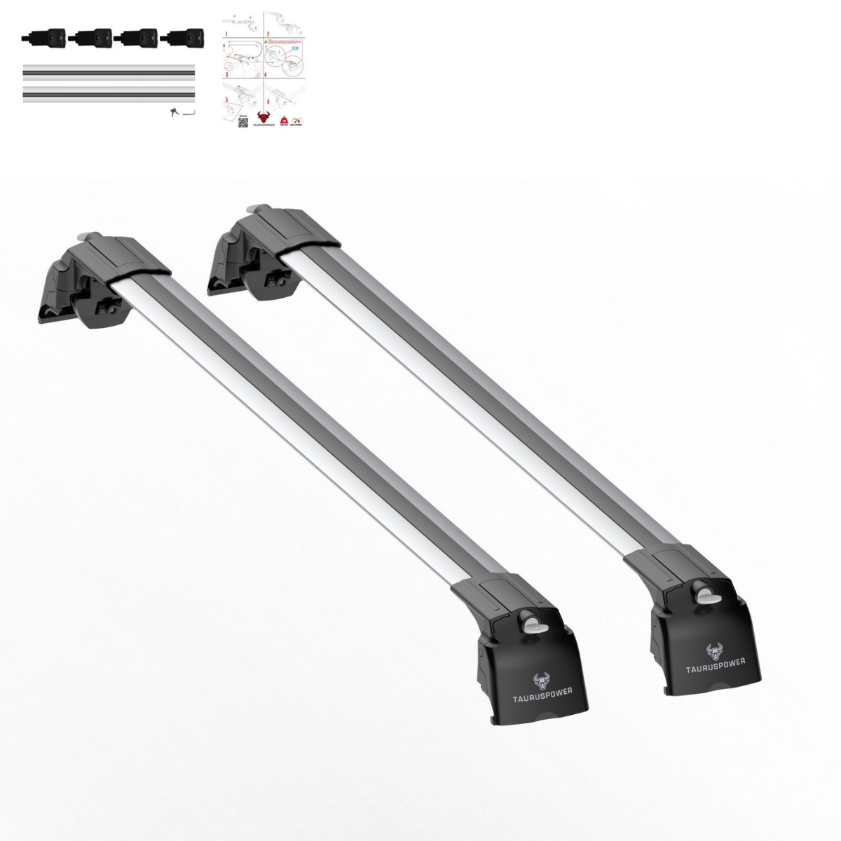 Aluminium Roof Rack Cross Bars compatible with VW Passat Variant B8 2015-2023 Silver - lockable roof rack system detail