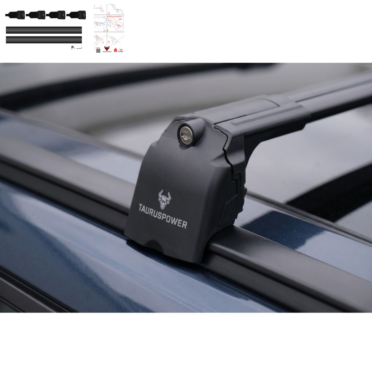 Aluminium Roof Rack Cross Bars compatible with Volvo XC60 2018-2025 Black - roof rack mounting detail