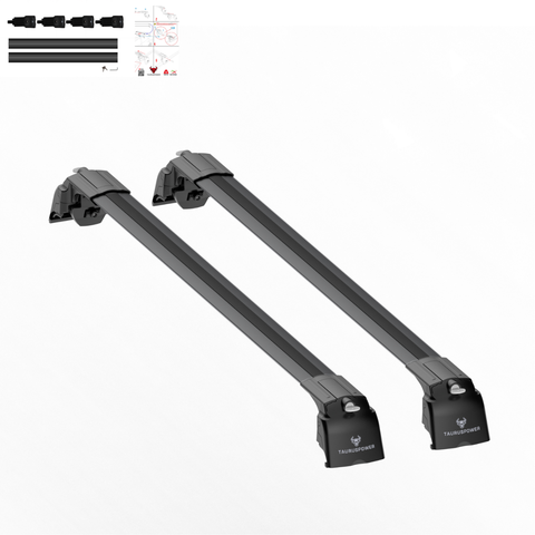 Aluminium Roof Rack Cross Bars compatible with Volvo XC60 2018-2025 Black - mounting kit and accessories