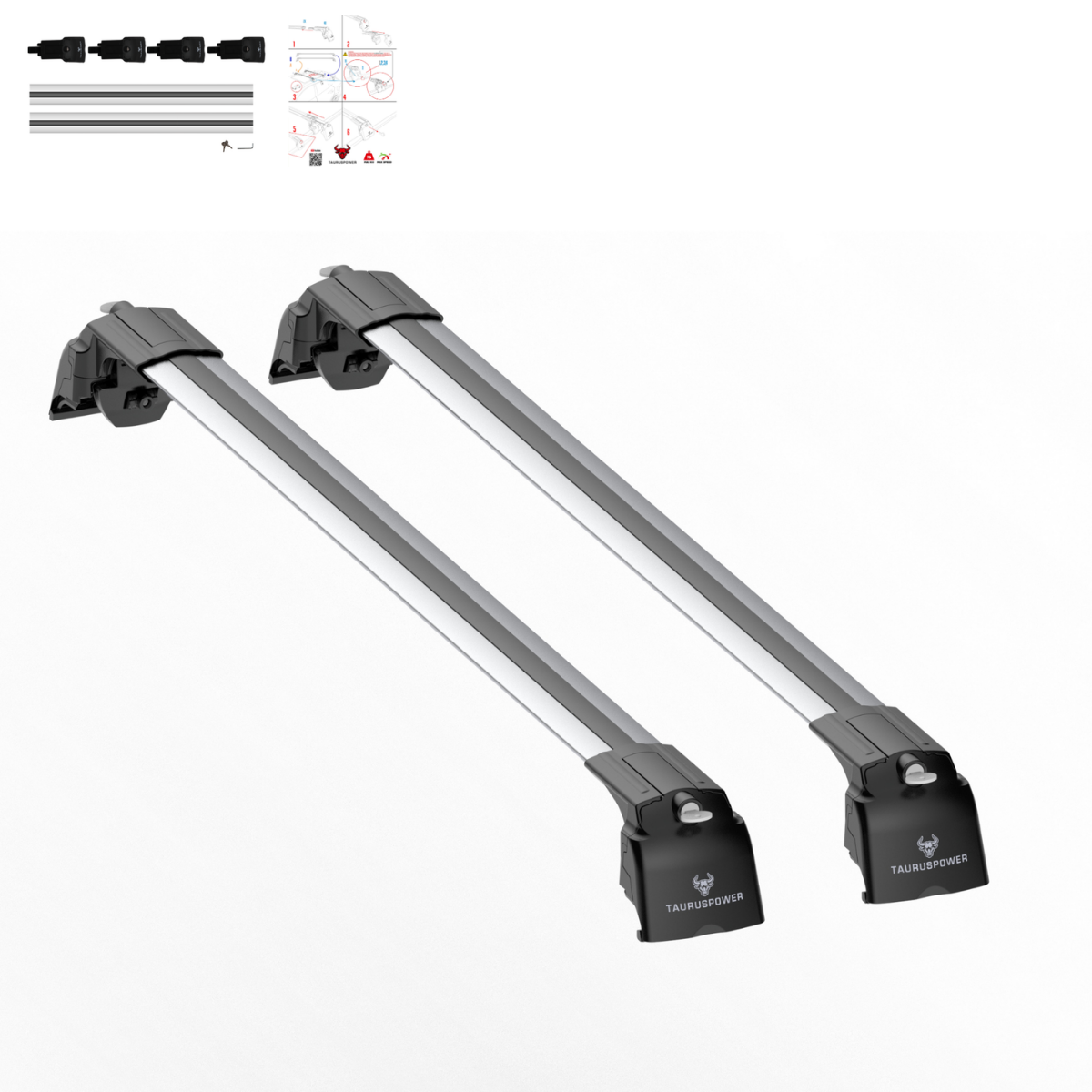 Aluminium Roof Rack Cross Bars compatible with Volvo XC60 2018-2025 Silver - roof rack mounting detail