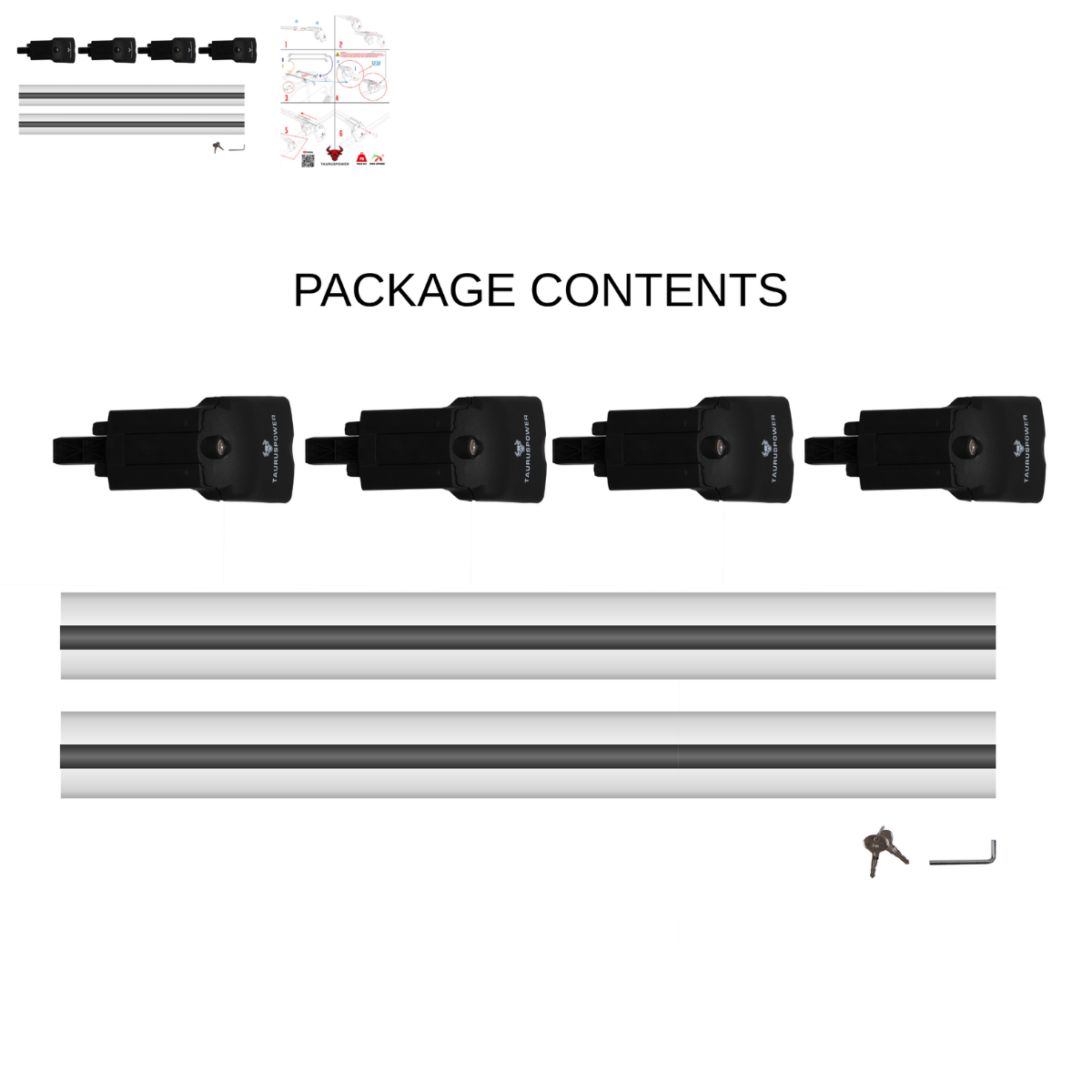 Aluminium Roof Rack Cross Bars compatible with Volvo XC60 2018-2025 Silver - mounting kit and accessories
