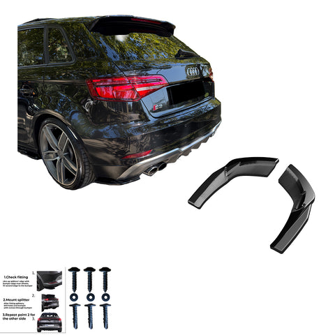 Rear Side Splitters AUDI S3 Sportback 8V Facelift 2016-2019