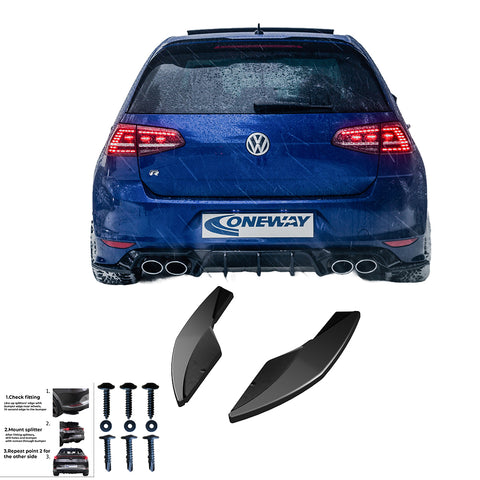 Rear Side Splitters VW Golf MK 7 R 2013-2016 Version 2