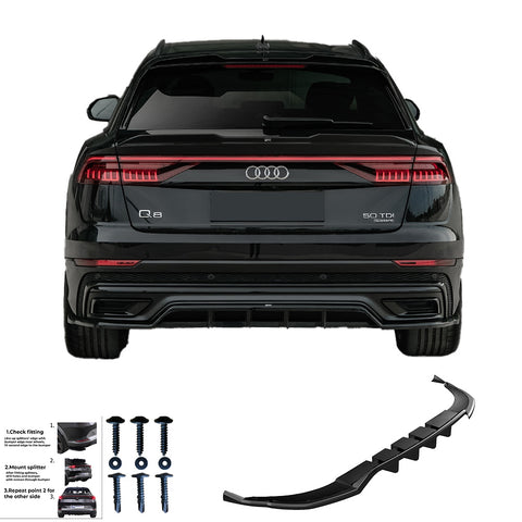 Rear Center Splitters AUDI Q8 S-Line Mk1 2018-2023
