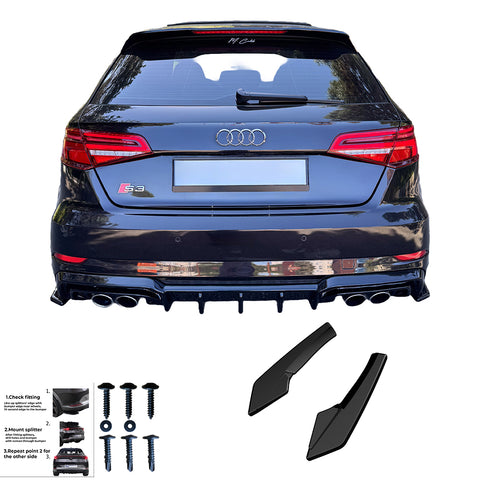 Rear Side Splitters AUDI S3 Sportback 8V Facelift 2016-2020