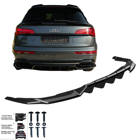 Rear Center Splitters AUDI Q5 S-Line SUV Mk2 Facelift 2020-2024