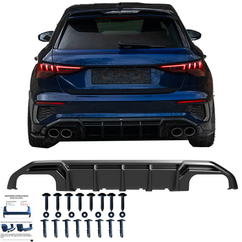 Rear Diffuser compatible with AUDI S3/A3 S-Line Sedan/Sportback 8Y 2020-2024